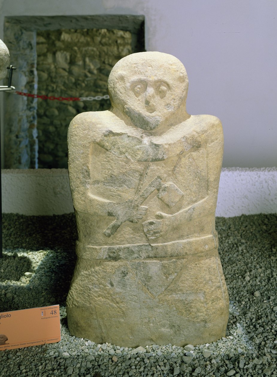 Een van de Lunigiana stele, gevonden in Bigliolo, ca. 3000 v.Chr. door Prehistoric