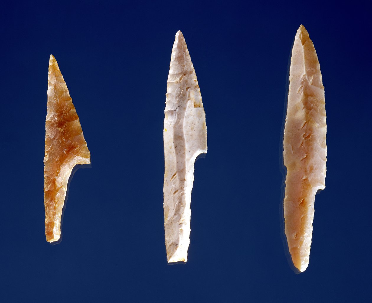 Drie getande punten, uit Volgu, Solutreense Periode, 20000-15000 v.Chr. door Prehistoric