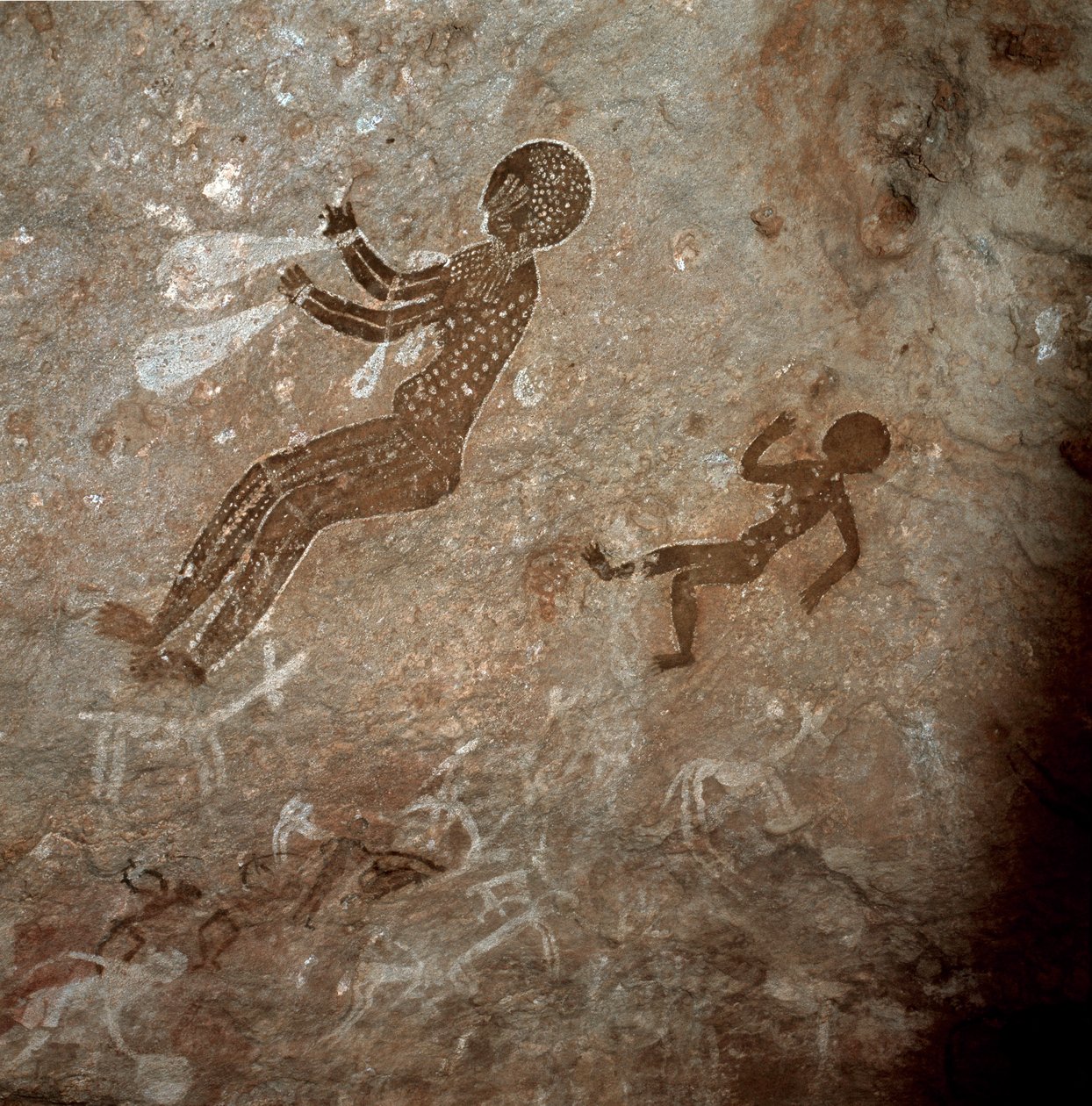 Menselijke figuren. Rotsschilderingen, 8000-7000 v.Chr. door Prehistoric Prehistoric