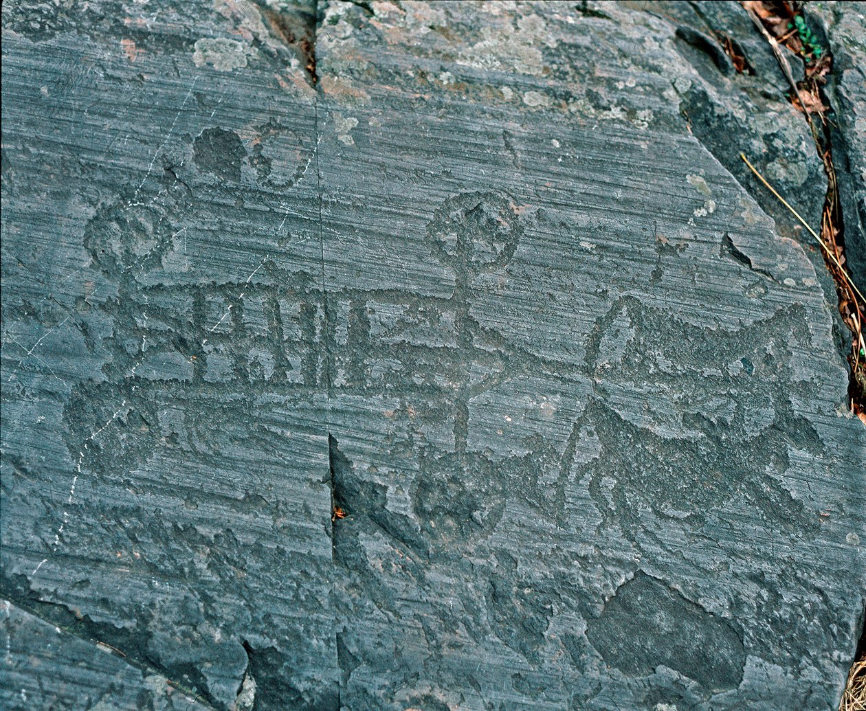 Prehistorie: Camunni beschaving: een wagen getrokken door paarden door Prehistoric Prehistoric