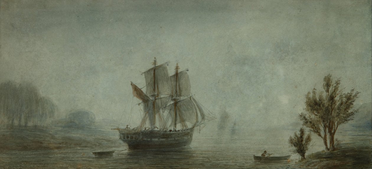Kustlandschap met zeilboten door Prilidiano Pueyrredon