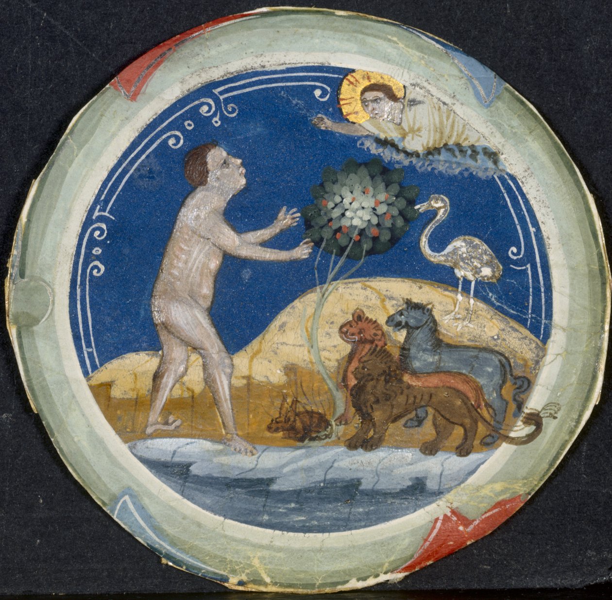 Medaille uit de Rand van een Latijnse Bijbel: De Zesde Dag van de Schepping door Primo Miniatore di San Domenico