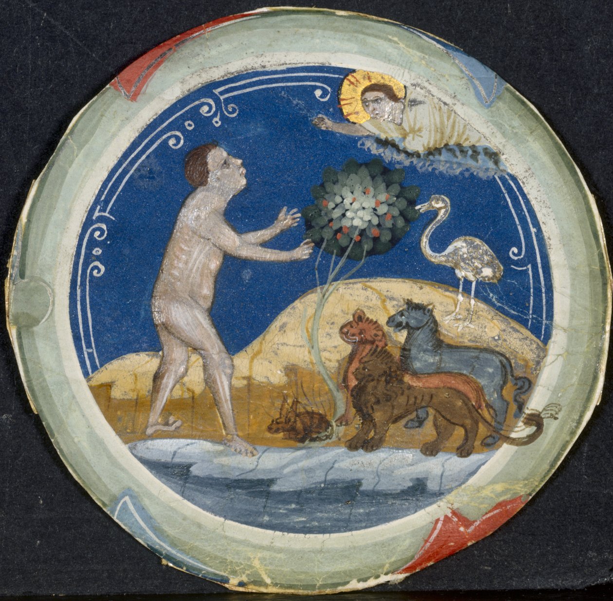 Medaille uit de Rand van een Latijnse Bijbel: De Zesde Dag van de Schepping door Primo Miniatore di San Domenico
