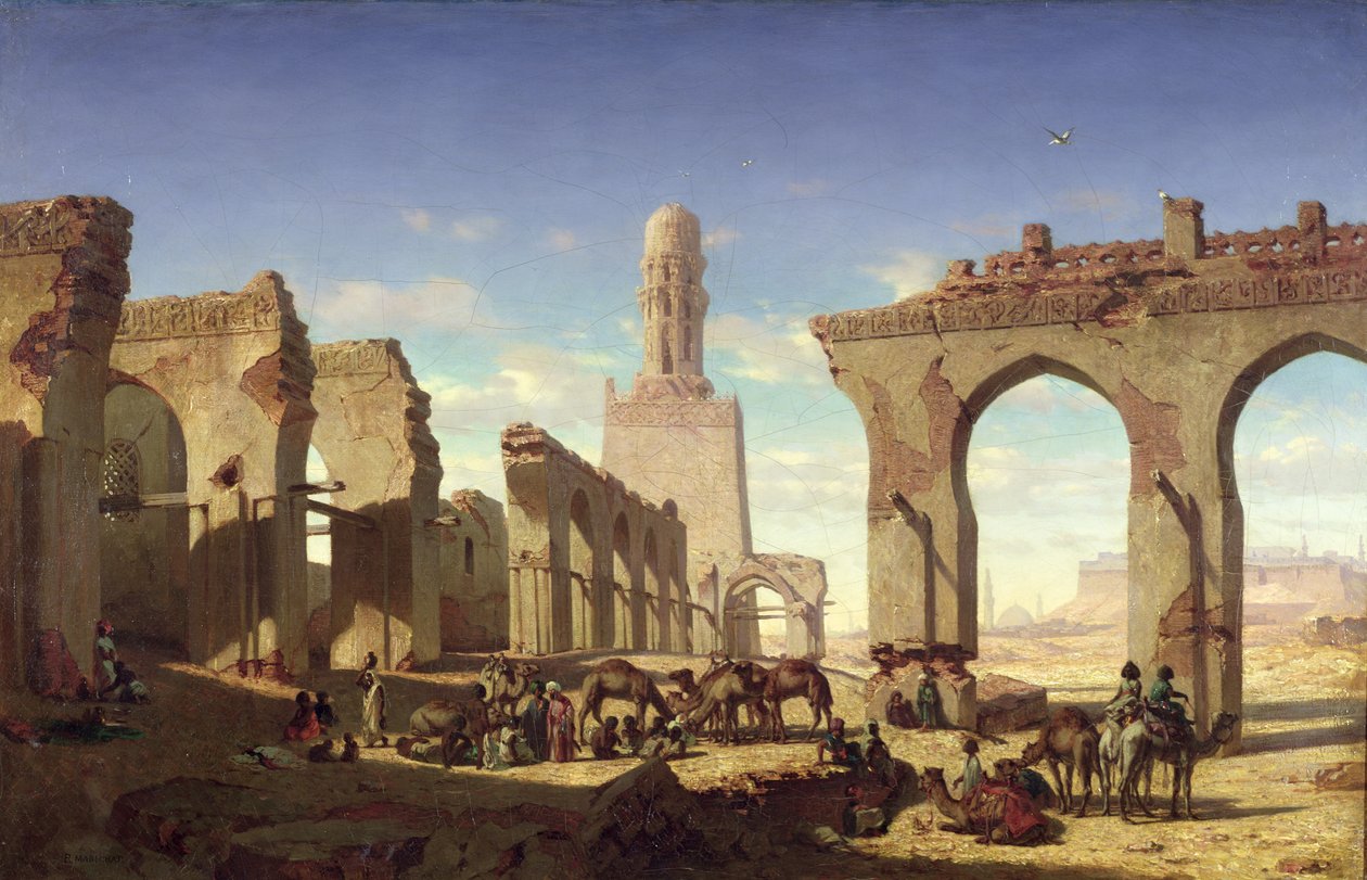 Ruïnes van de Moskee van de Kalief El Haken, Caïro, c.1840 door Prosper Georges Antoine Marilhat