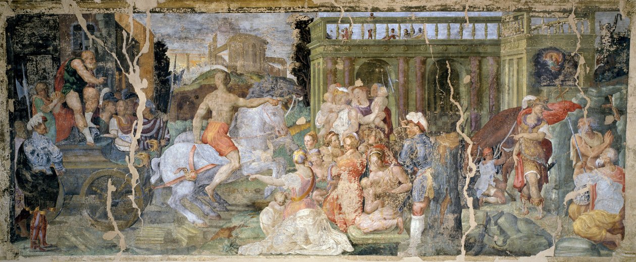 Verhalen van Paus Sylvester en Keizer Constantijn, door Prospero Fontana, fresco, hal, Palazzina della Viola, Bologna, Italië door Prospero Fontana