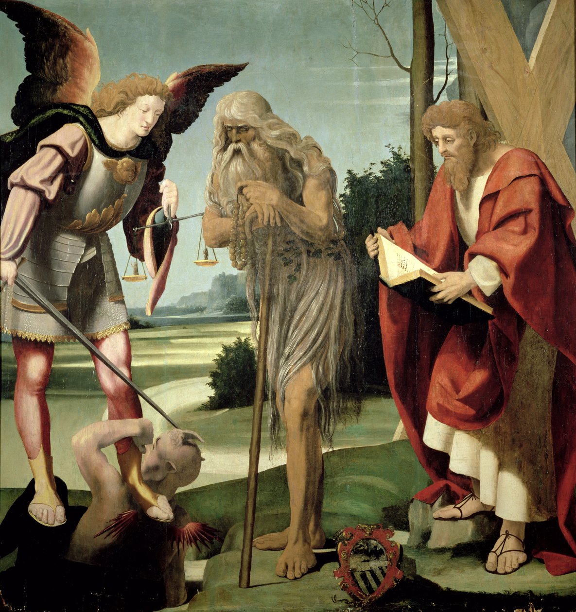 SS. Michael, Andreas en Onuphrius door Pseudo Bramantino