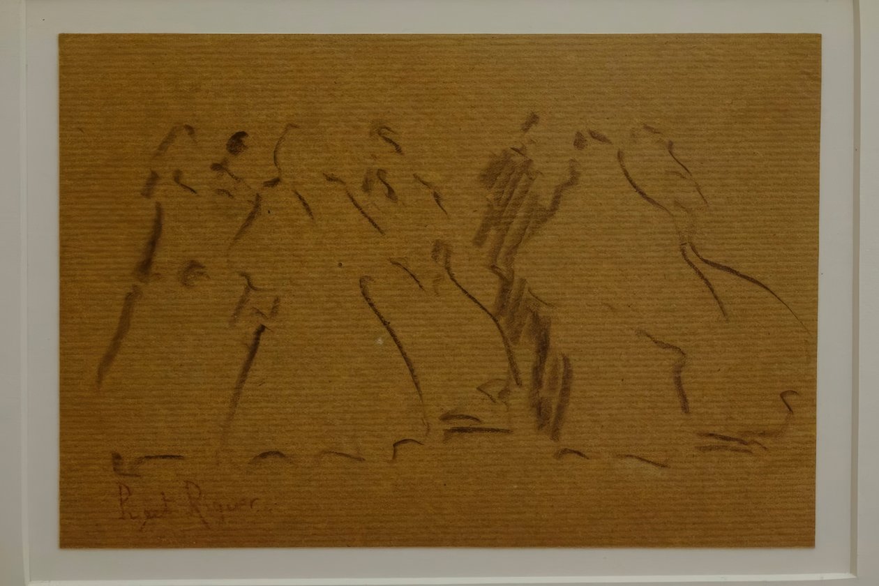 schets van vrouwelijke figuren, Narcís Puget Riquer, houtskooltekening, Puget museum, adellijk huis Can LLaudis, Dalt Vila, Ibiza, Balearen, Spanje door Puget Riquer