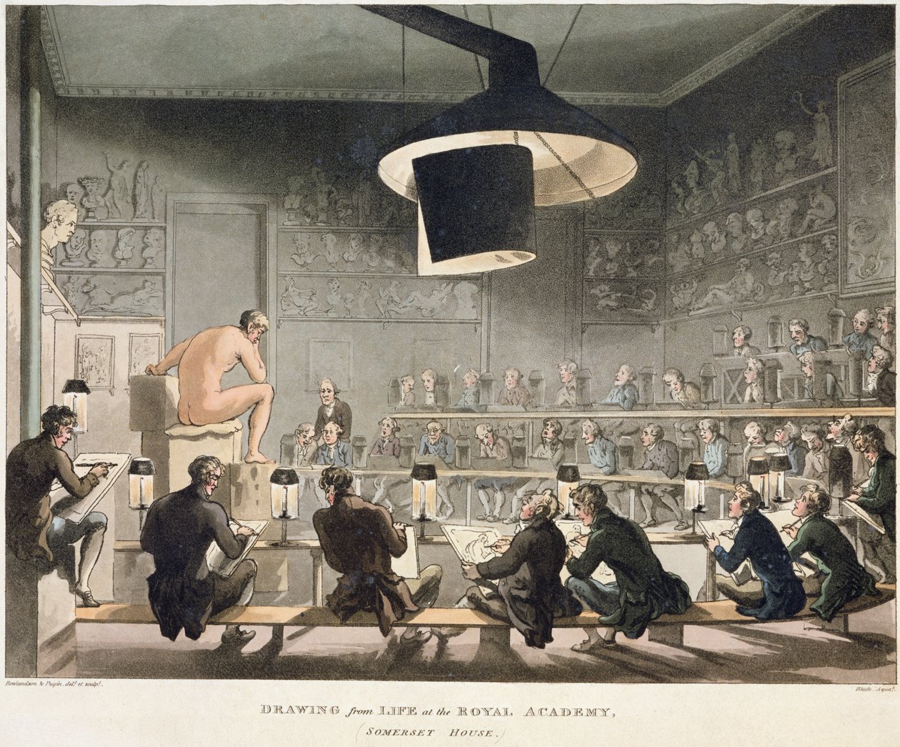 Tekenen naar het leven aan de Koninklijke Academie door Pugin and Rowlandson