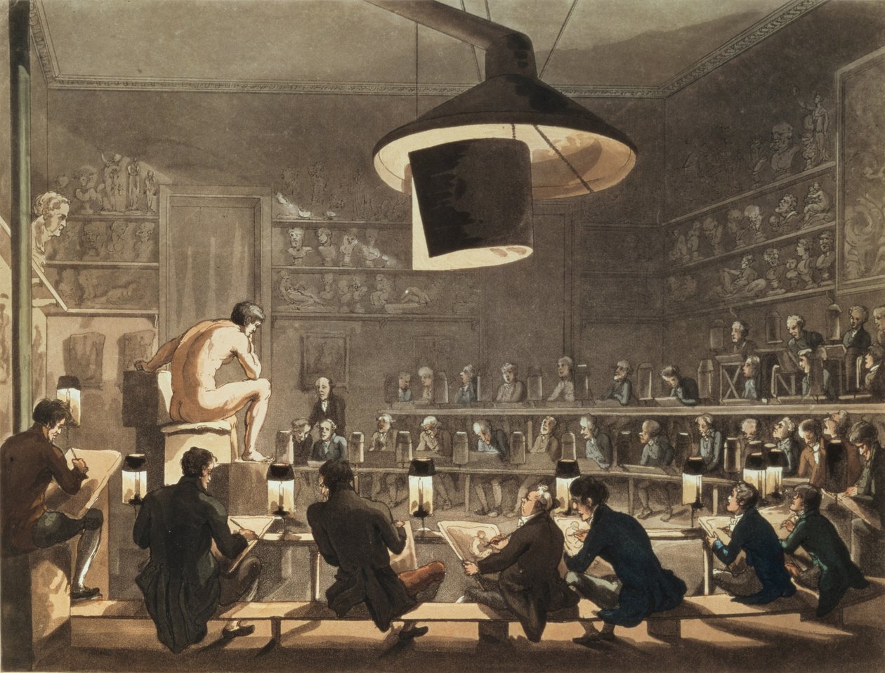 Tekening uit het Leven aan de Koninklijke Academie, gegraveerd door Richard Banks Harraden door Pugin and Rowlandson