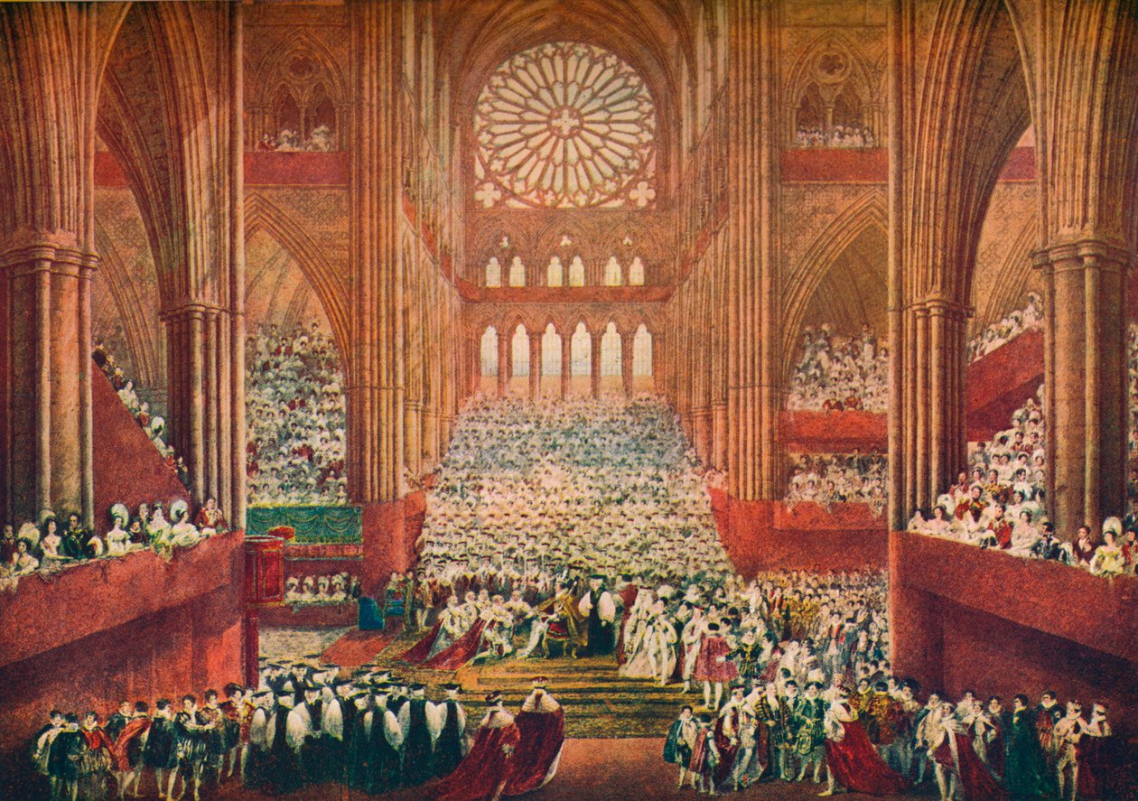 De Kroning van Koning George IV in Westminster Abbey, Londen, 1821 1906 door Pugin and Stephanoff
