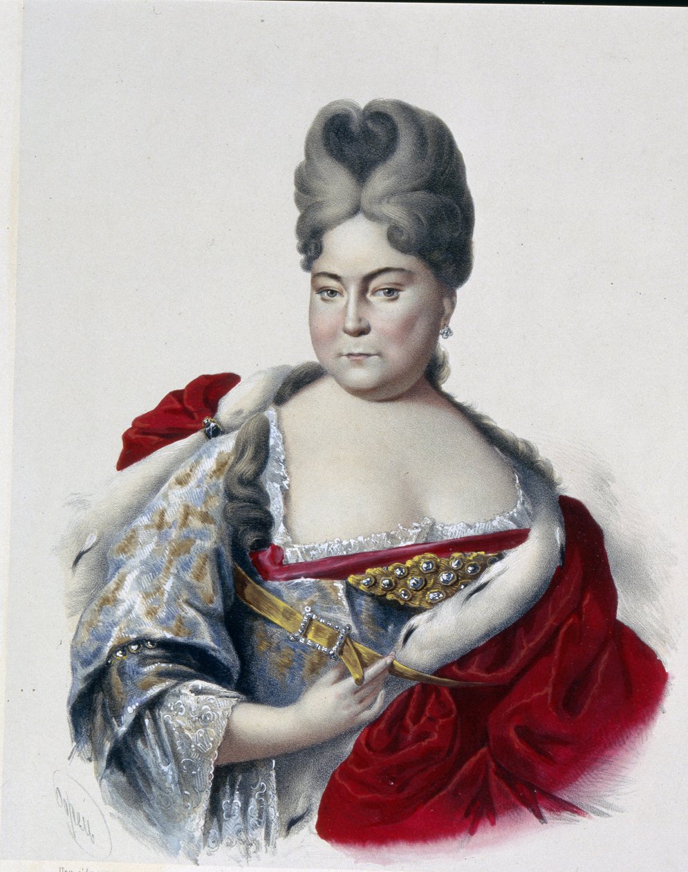 Portret van de Grote Hertogin Natalya Alexeevna van Rusland (1673-1716), zus van tsaar Peter de Grote door Pyotr Fyodorovich Borel