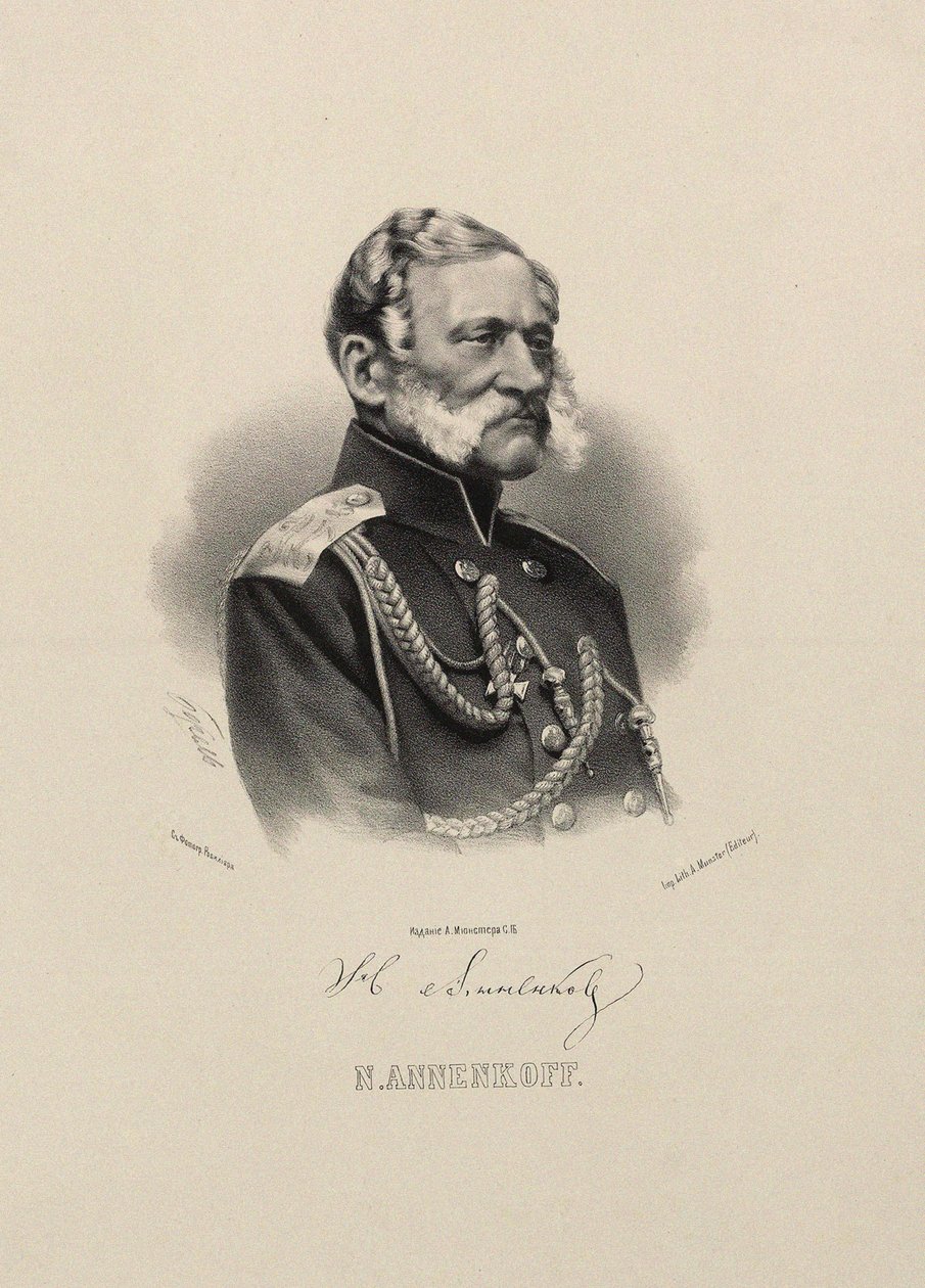 Portret van Generaal Nikolai Nikolayevich Annenkov 1799-1865 door Pyotr Fyodorovich Borel