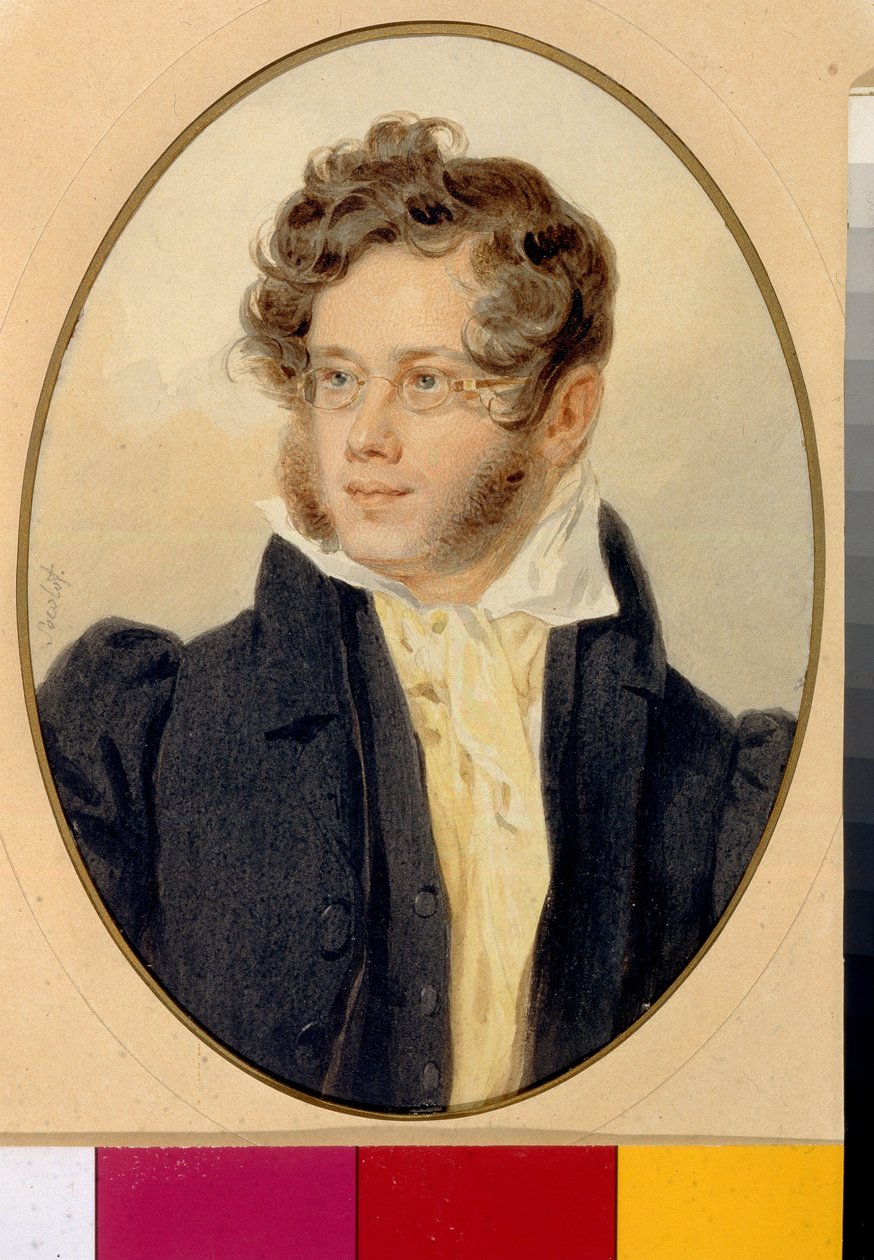 Portret van prins Pyotr Andreievitch Viazemski (1792-1878), Russische dichter door Pyotr Fyodorovich Sokolov