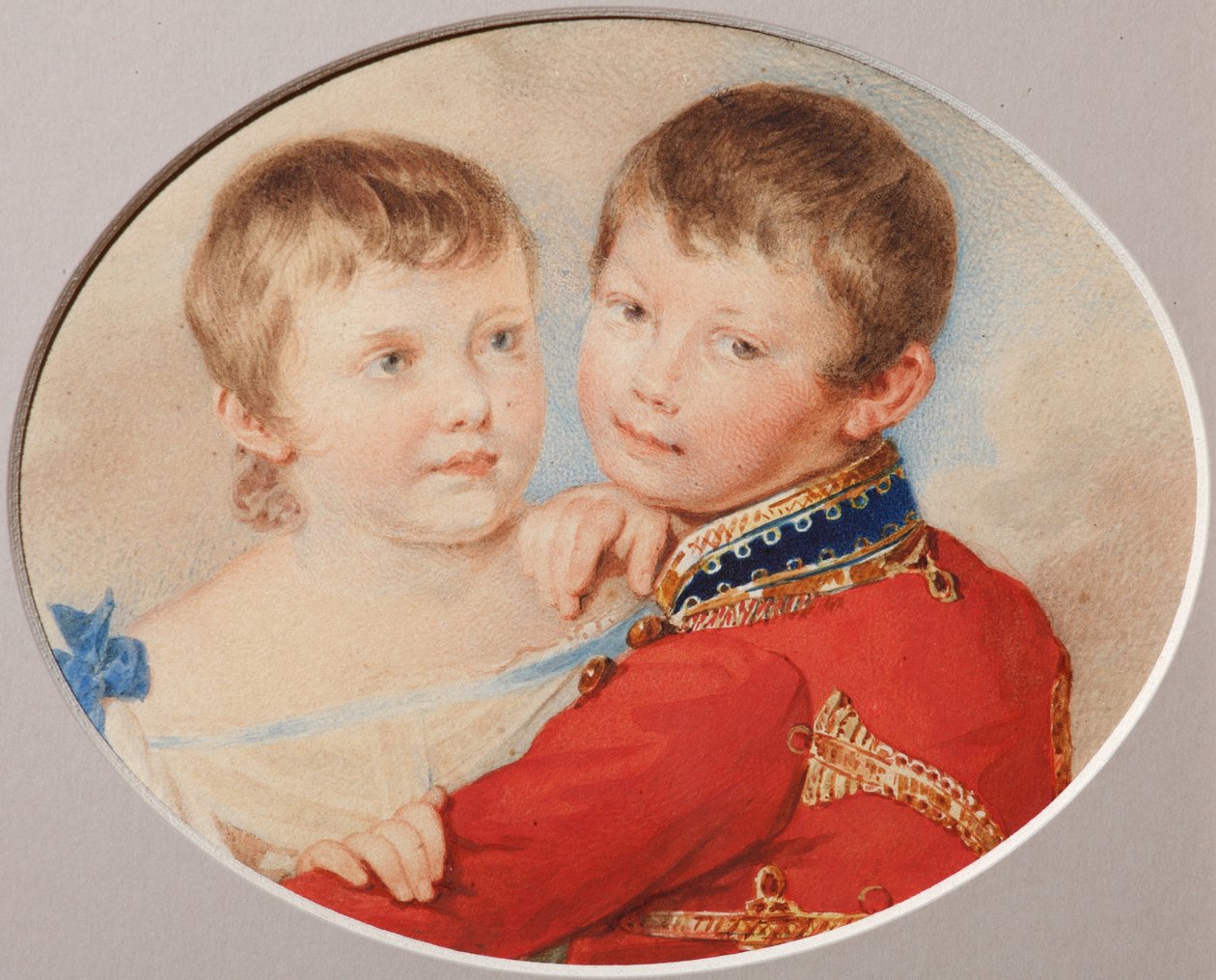 Portret van Kroonprins Alexander Nikolayevich en Groothertogin Maria Nikolaevna als Kinderen door Pyotr Fyodorovich Sokolov
