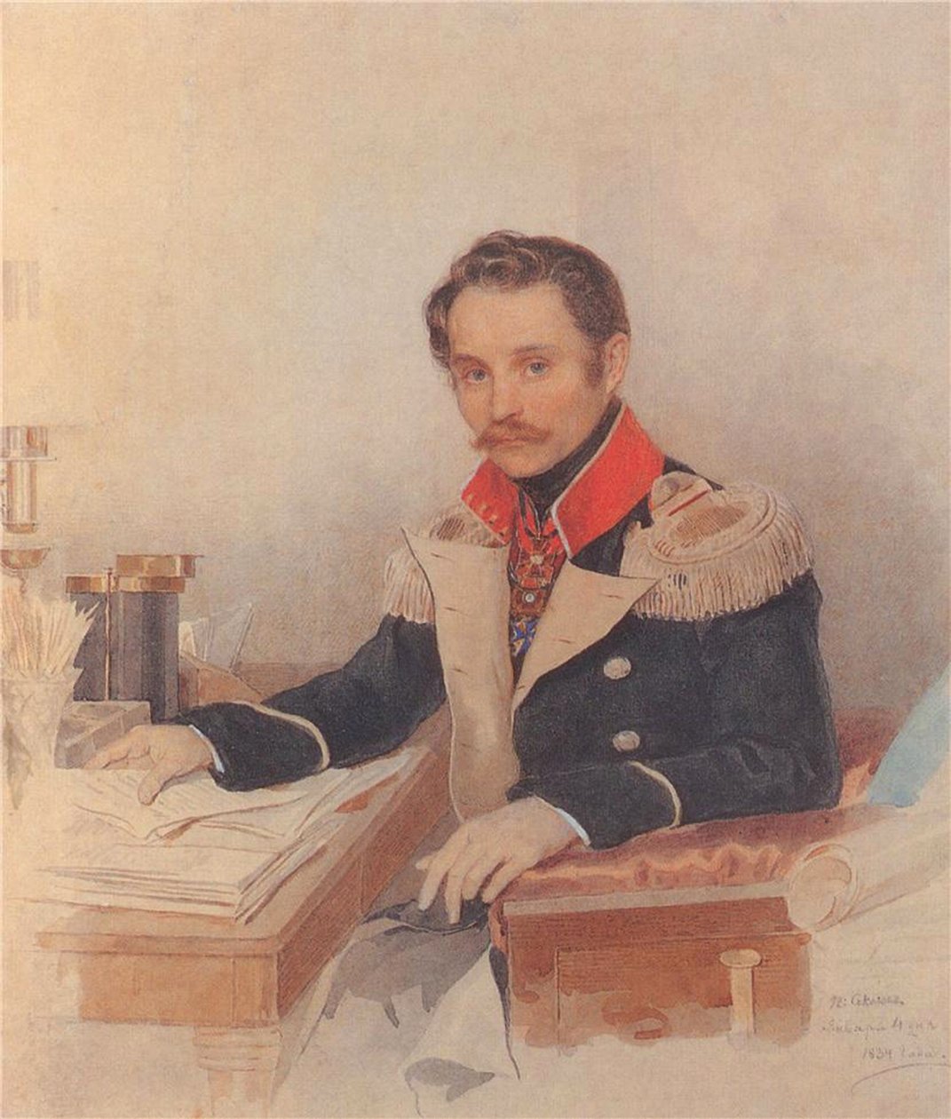 Portret van Leonty Vasilievich Dubelt, stafchef van het korps gendarmes door Pyotr Fyodorovich Sokolov
