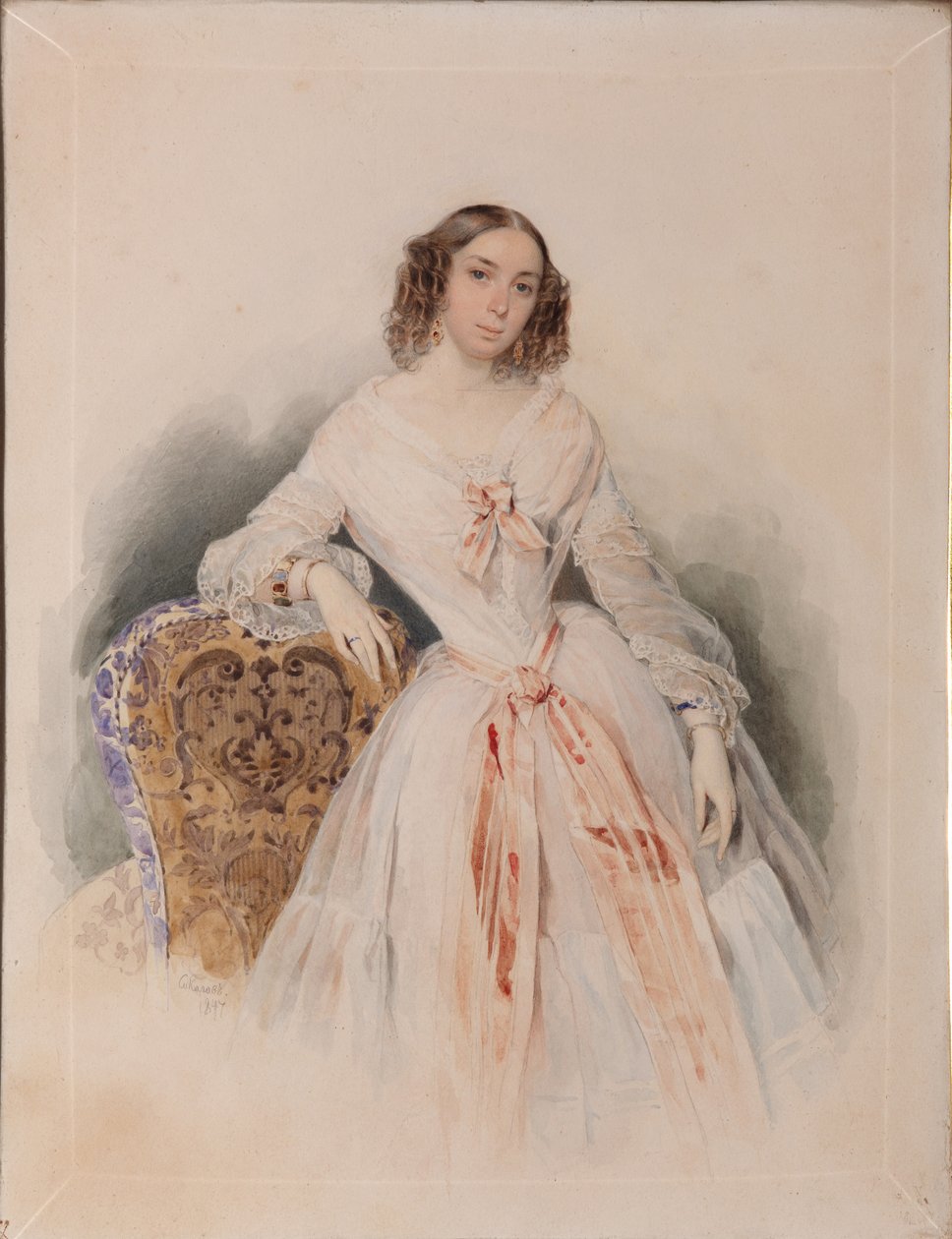 Portret van Praskovia Nikolaevna Ryumina 1821-1897, 1847 door Pyotr Fyodorovich Sokolov