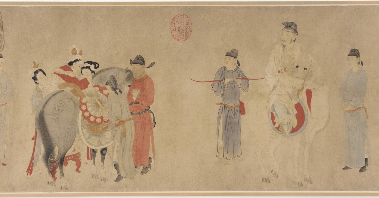 Consort Yang op een Paard, Late Yuan of Vroege Ming Dynastie door Qian Xuan