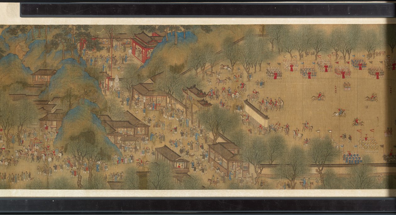 Lentefestival aan de rivier door Qing Dynasty Chinese School