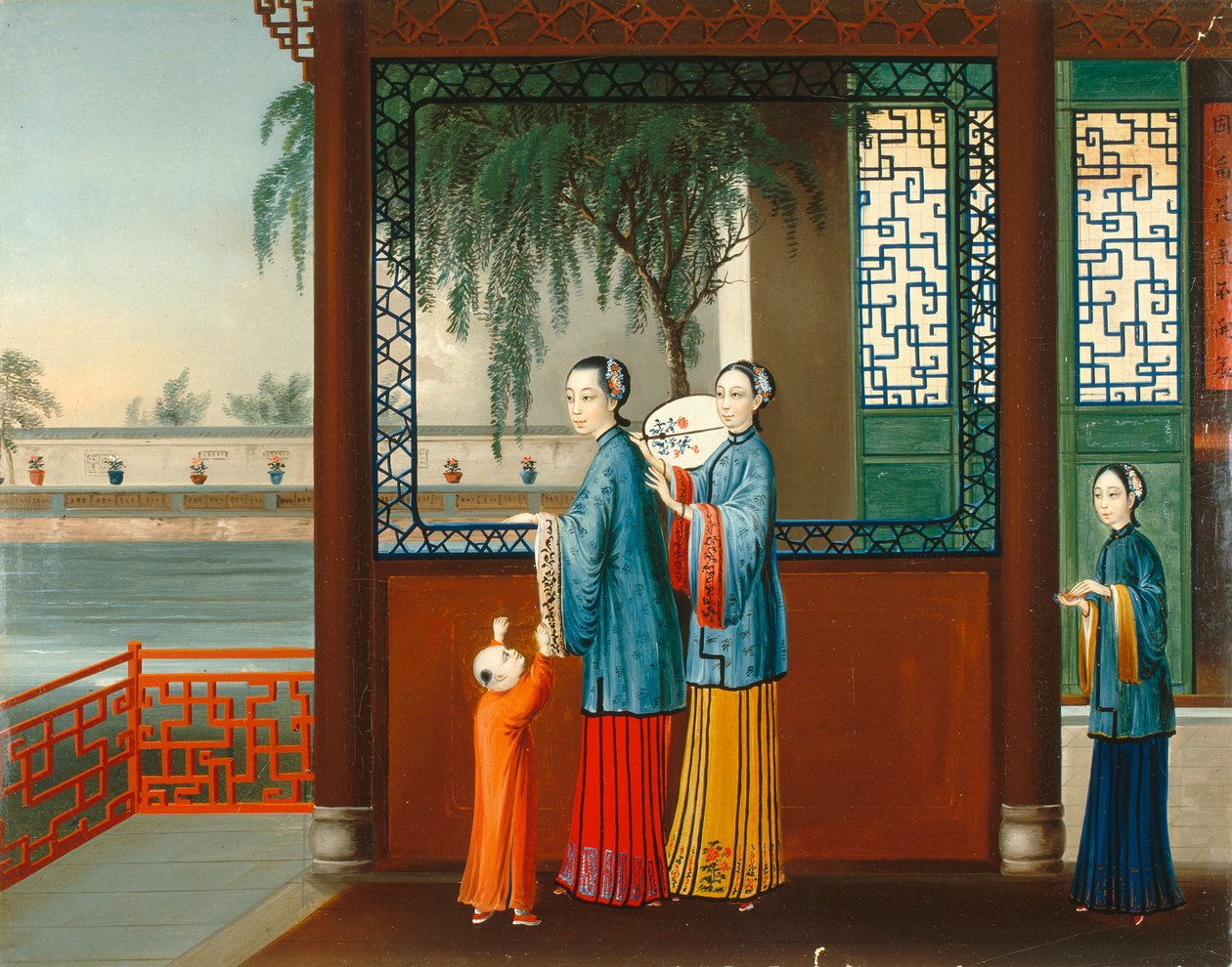 Huiselijk interieur, c.1800 door Qing Dynasty Chinese School