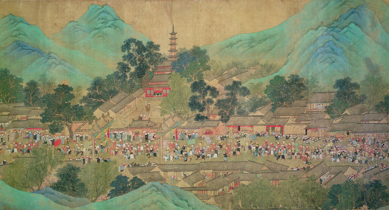 Tour van Keizer Kang Shi door Kiang-Han in 1699, naar Chaio Ping Chen door Qing Dynasty Chinese School