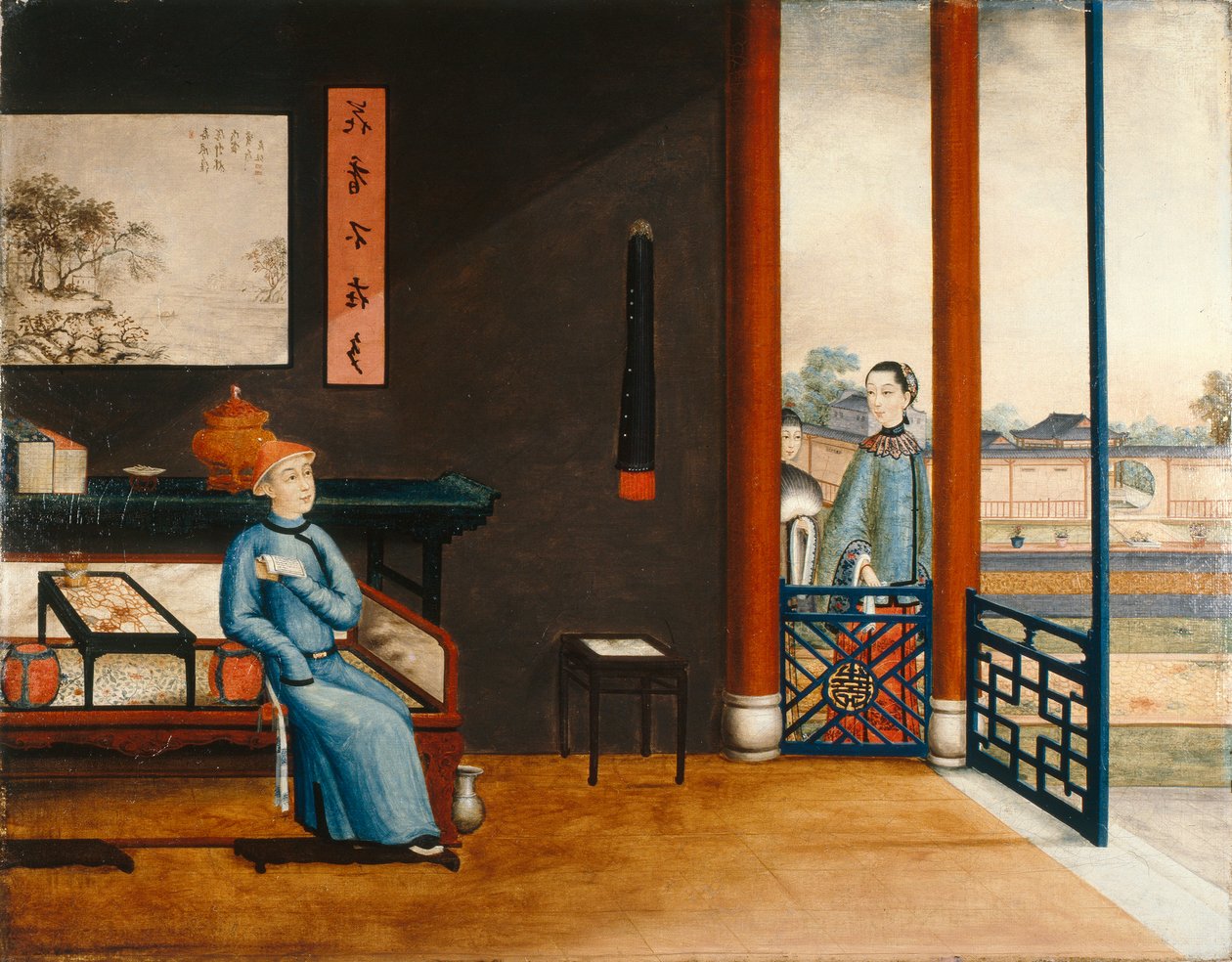 Heer Lezend op een Bed, c.1800 door Qing Dynasty Chinese School