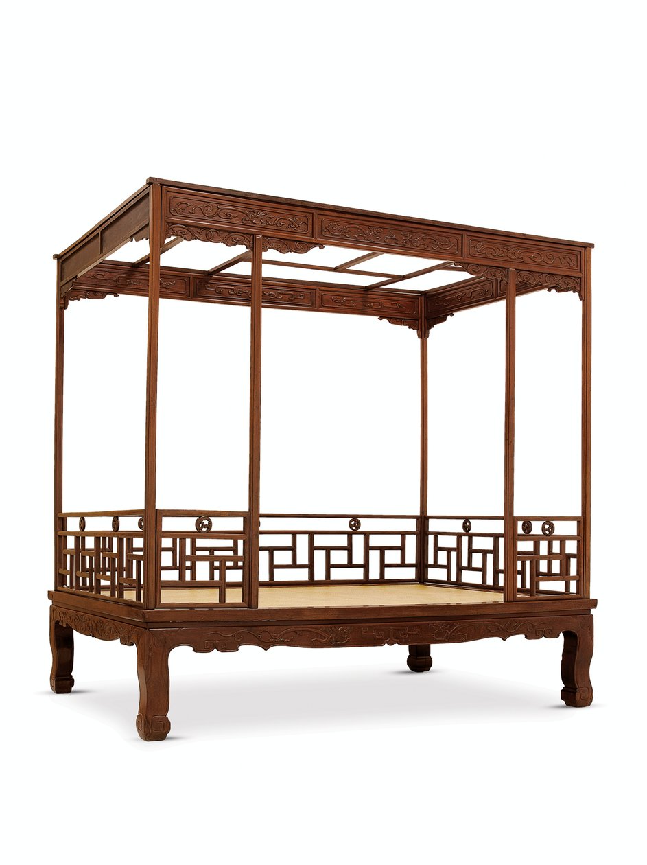 Huanghuali zes-poster hemelbed, Jiazichuang Qing Dynastie door Qing Dynasty Chinese School