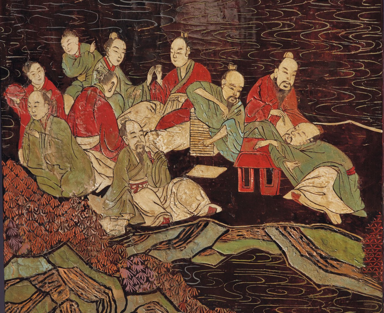 Twaalfvoudig coromandelscherm, 18e eeuw door Qing Dynasty Chinese School