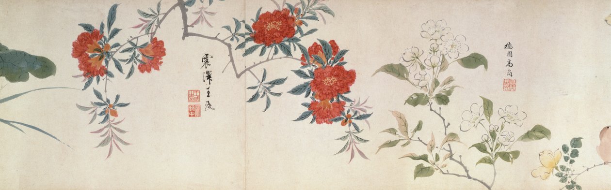 Bloemen, Handrol door Qing Dynasty Chinese School