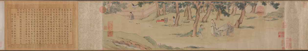 Zhao Mengfu Schrijft de Hart (Hridaya) Soetra in Ruil voor Thee door Qiu Ying