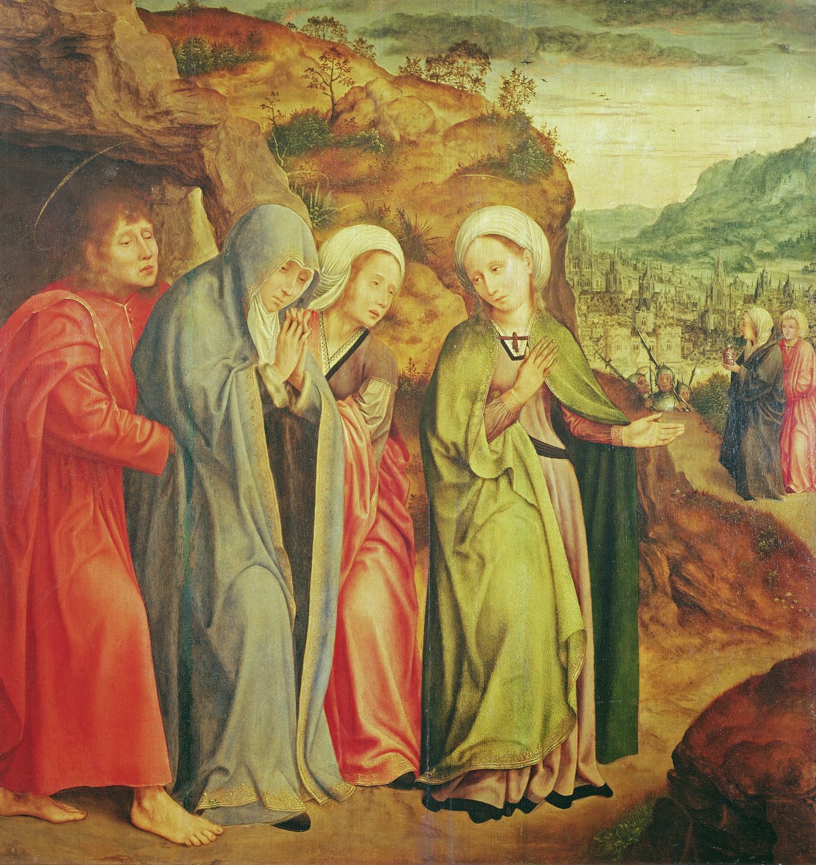 Rouw na de dood van Christus door Quentin Massys or Metsys