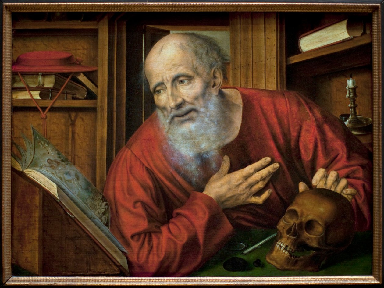 Sint Hiëronymus in zijn cel door Quentin Massys or Metsys