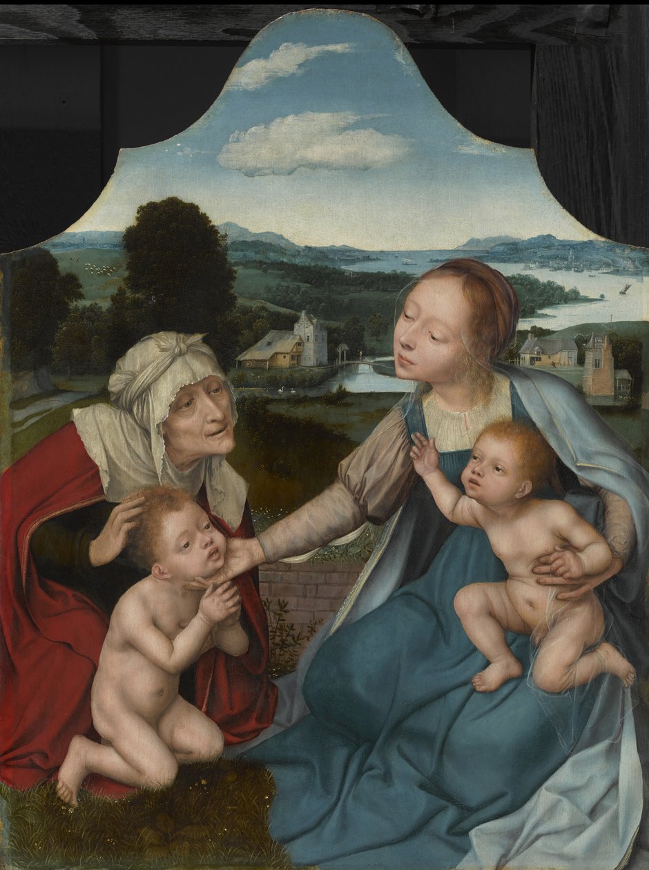 Maagd en Kind met heiligen Elizabeth en Johannes de Doper, ca. 1520-25 door Quentin Massys or Metsys