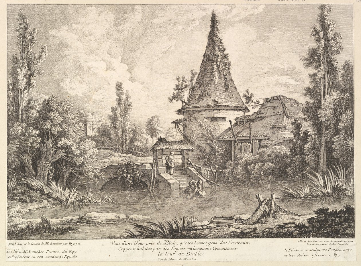 Uitzicht op toren bij Blois, midden 18e eeuw door Quentin Pierre Chedel