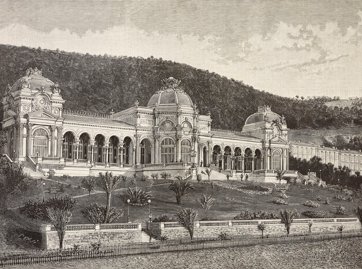 Casino in Ospedaletti, Italië, gravure naar tekening van Quinto Cenni, uit L