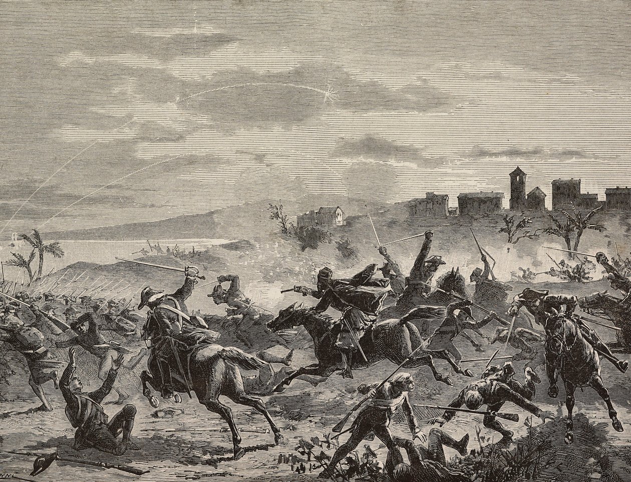 Verdediging van Cagliari tijdens de Franse aanval, 17 februari door Quinto Cenni