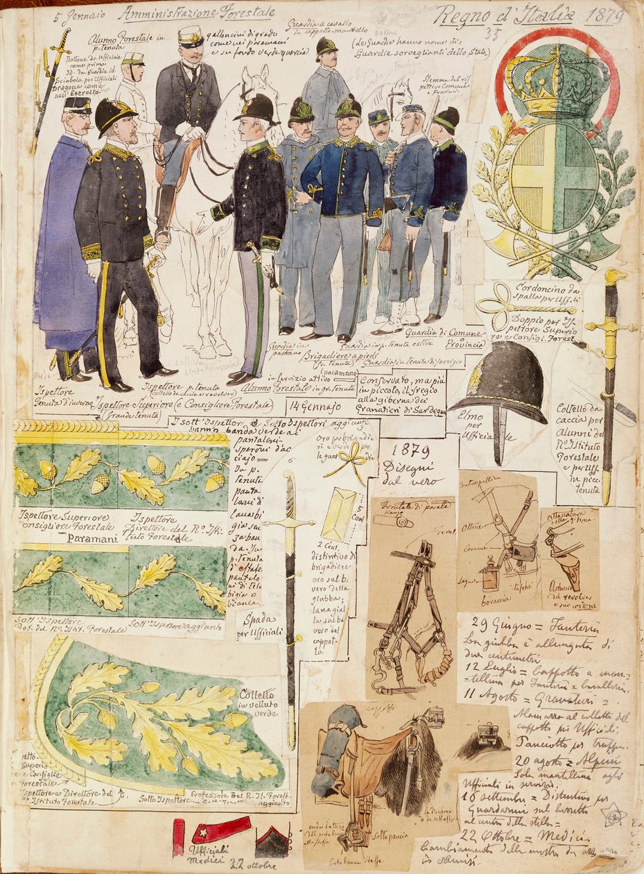 Uniformen van de Bosbouwadministratie van het Koninkrijk Italië door Quinto Cenni