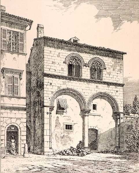 Huis op de Piazza del Duomo, Viterbo, Italië, uit 