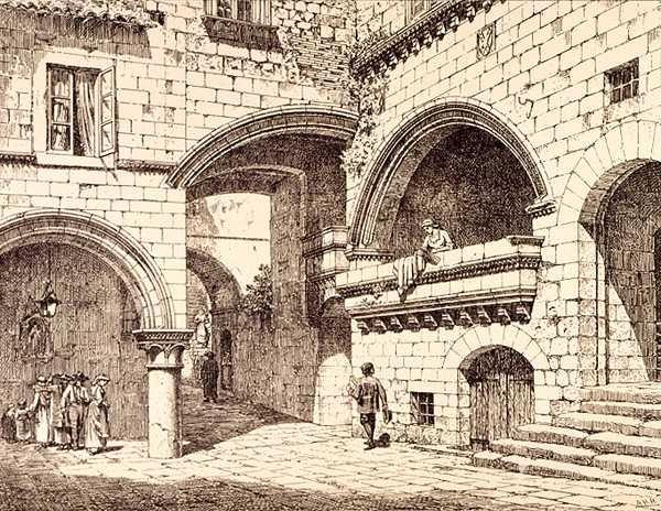 Deel van de Piazza San Pellegrino, Viterbo, Italië, uit 