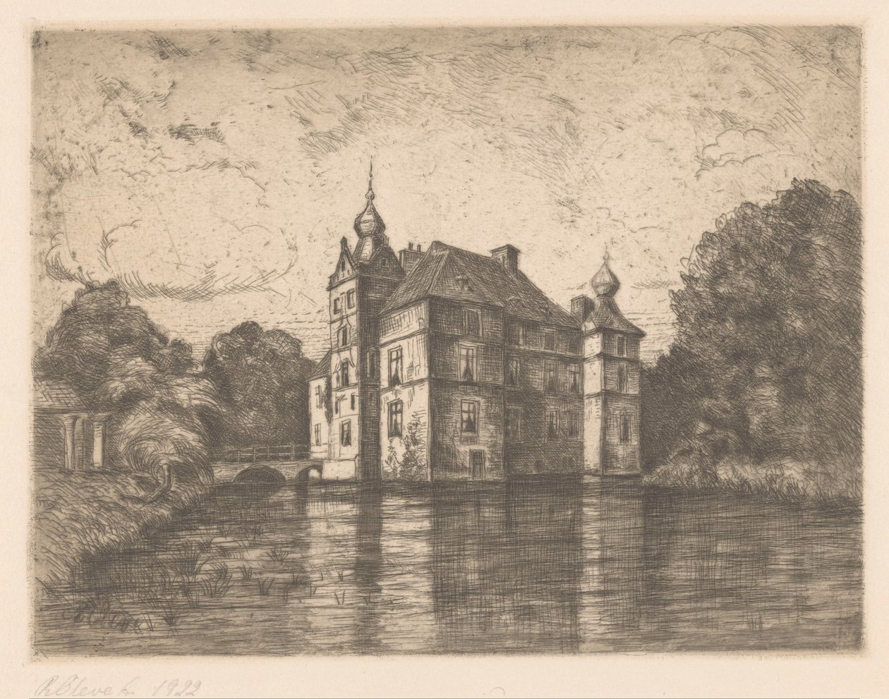 Kasteel De Cannenburgh door R. Cleve (signed by artist)