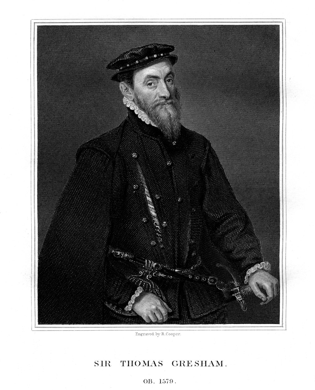 Sir Thomas Gresham, Engelse koopman en financier, 1823 door R. Cooper