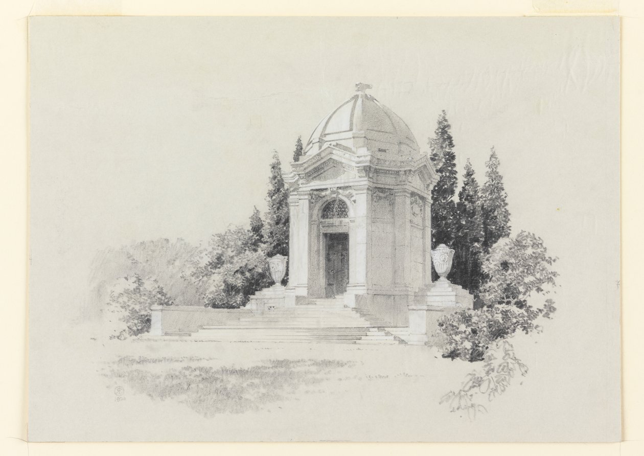 Weergave van een mausoleum door R. E.