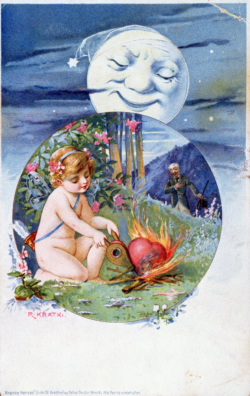 Ansichtkaart uit de set Ill Hearts, ca. 1900 door R. Kratki