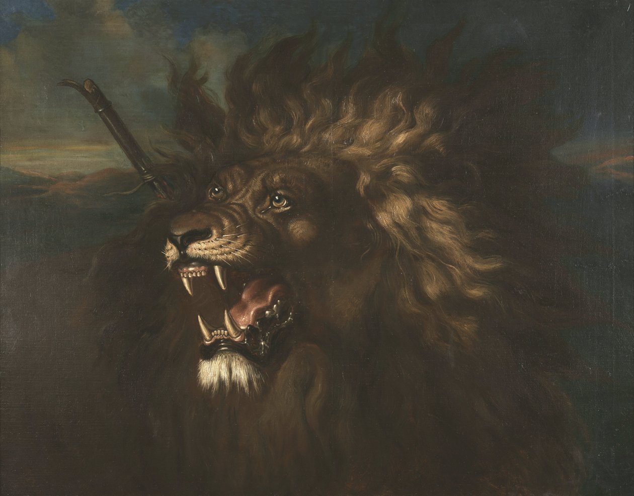 Gewonde leeuw door Raden Saleh