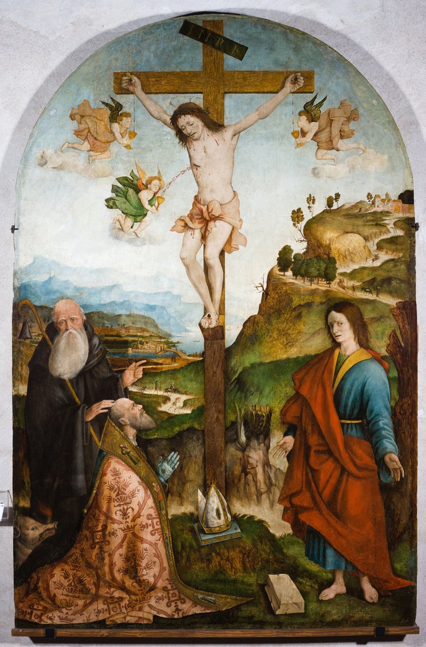 Kruisiging, ca. 1528 door Raffaele De (fl.1514-1573) Pancalino