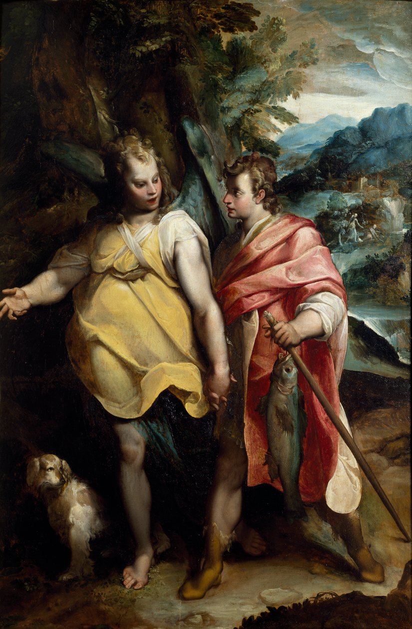 Tobias en Engel door Raffaellino da Reggio (c.1550 78)