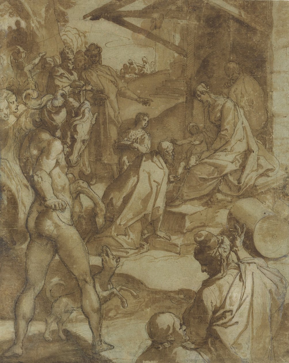 De aanbidding der wijzen door Raffaellino da Reggio