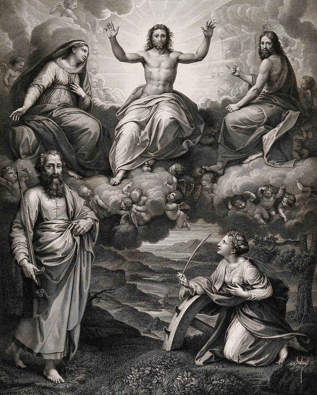 Christus met de Apostel Paulus door Raffaello Sanzio Raphael