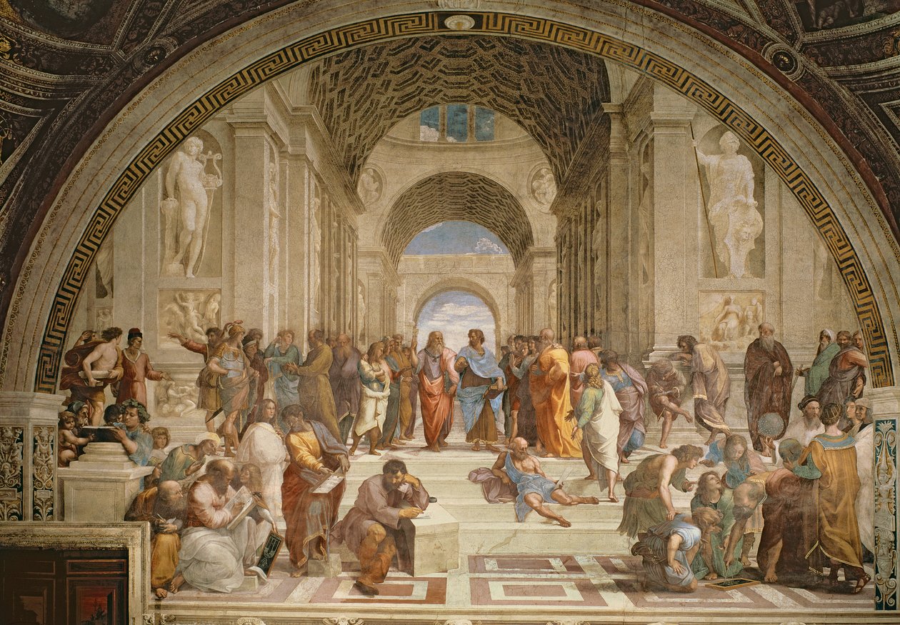 De school van Athene, uit de Stanza della Segnatura, 1510-11 door Raffaello Sanzio Raphael