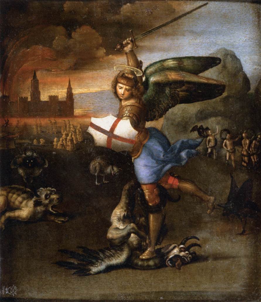 Sint Michaël en de draak door Raffaello Sanzio Raphael