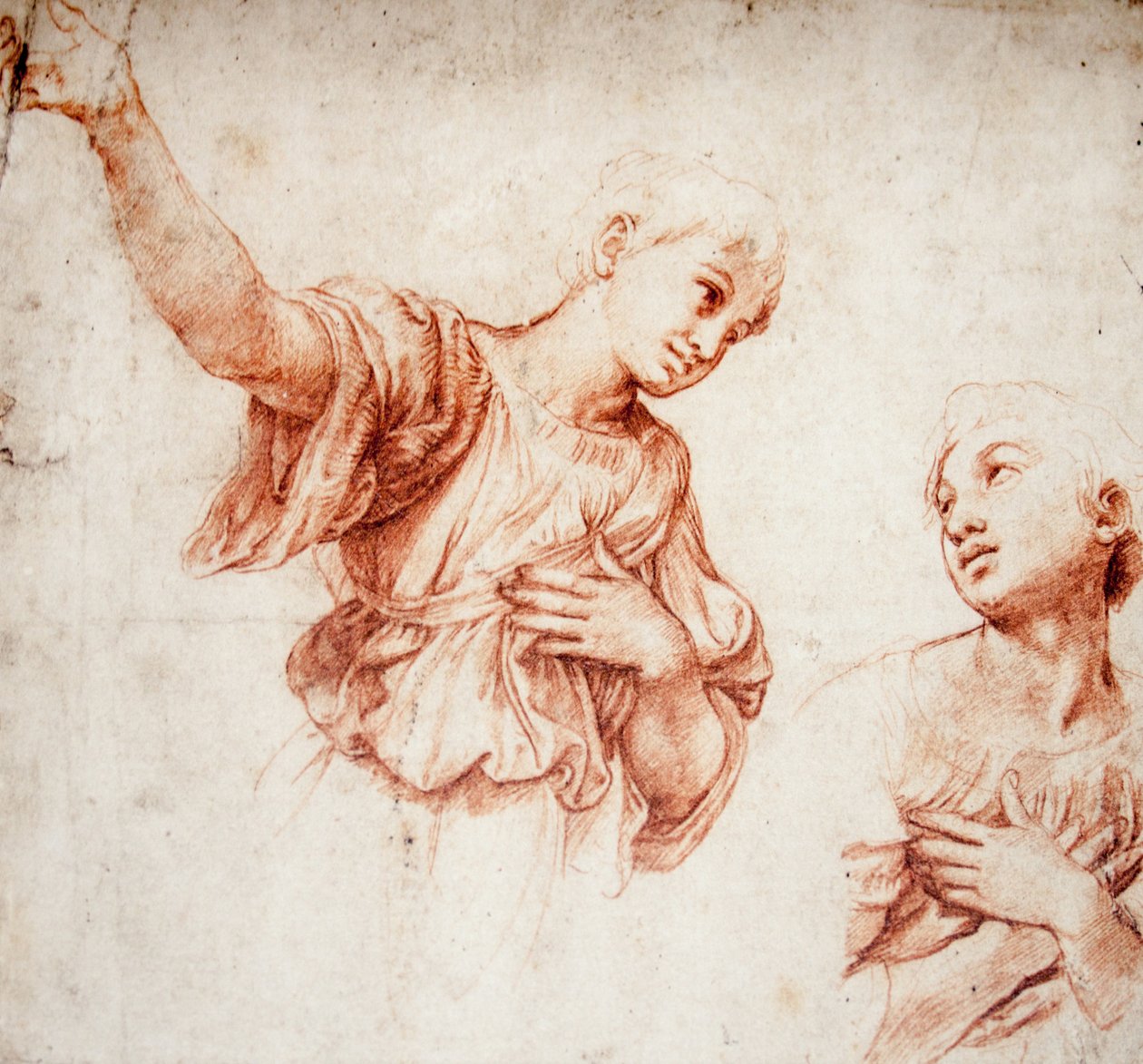 Studie voor twee engelen door Raffaello Sanzio Raphael